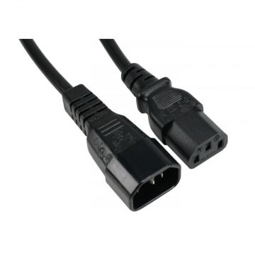  C14 to C13 IEC Power Cable 1m, Black 0.75mm
