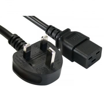 UK 13A Plug to IEC C19 Power Cable 2.5m, Black 3x1.5mm
