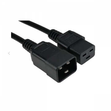 C20 to C19 IEC Power Cable 2m, Black 1.5mm

