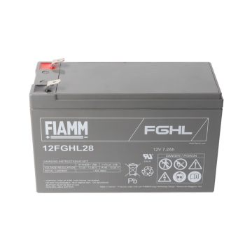 FIAMM 12FGHL28 Long-Life High-Rate Performance (10-Year) VRLA Battery (12V 7.2Ah)