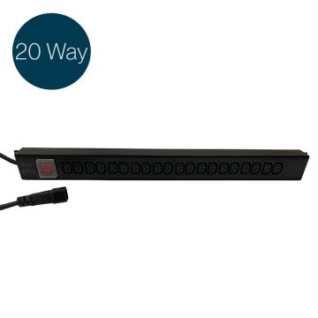Ultima IEC PDU 20 Way Vertical Switched C20 Plug 20x C13 Black (L)700mm Cord 3m
