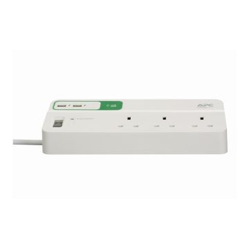 APC PM6U-UK Performance SurgeArrest 6 Outlets with 5V, 2.4A 2 Port USB charger, 230V, UK - 01