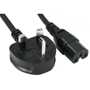 UK 13A to IEC C15 Hot Condition Power Cable 2m, 13A Fused
