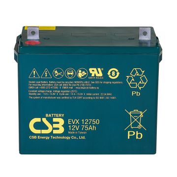 CSB EVX12750 (12V 75Ah) Electric Vehicle X VRLA AGM Battery

