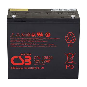 CSB GPL12520 (12V 52Ah) General Purpose & Long-Life VRLA AGM Battery
