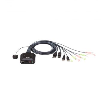 ATEN CS22DP 2-Port USB DisplayPort Cable KVM Switch w/ Remote Port Selector - 01