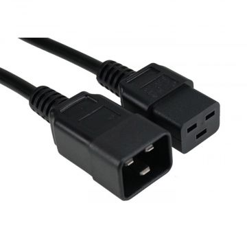 C20 to C19 IEC Power Cable 0.5m, Black 1.5mm